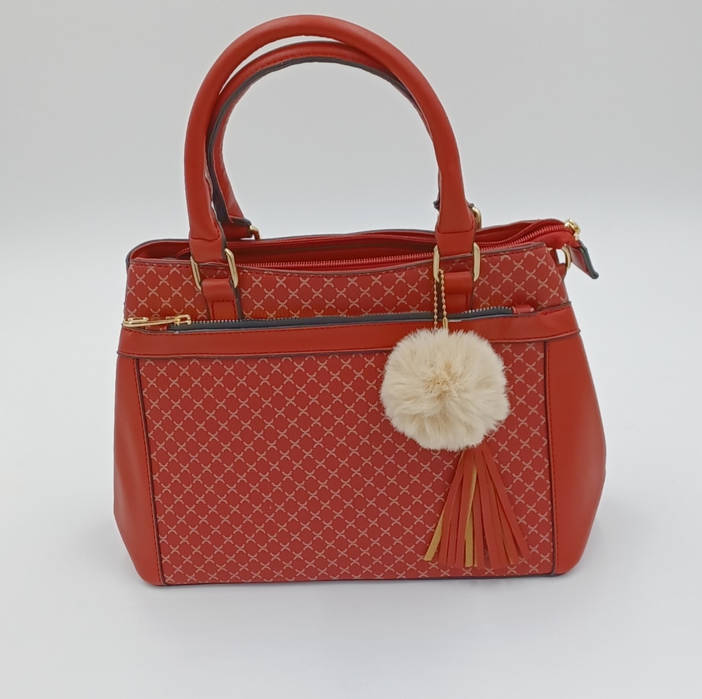 Medium Red Handbag with diamond pattern
